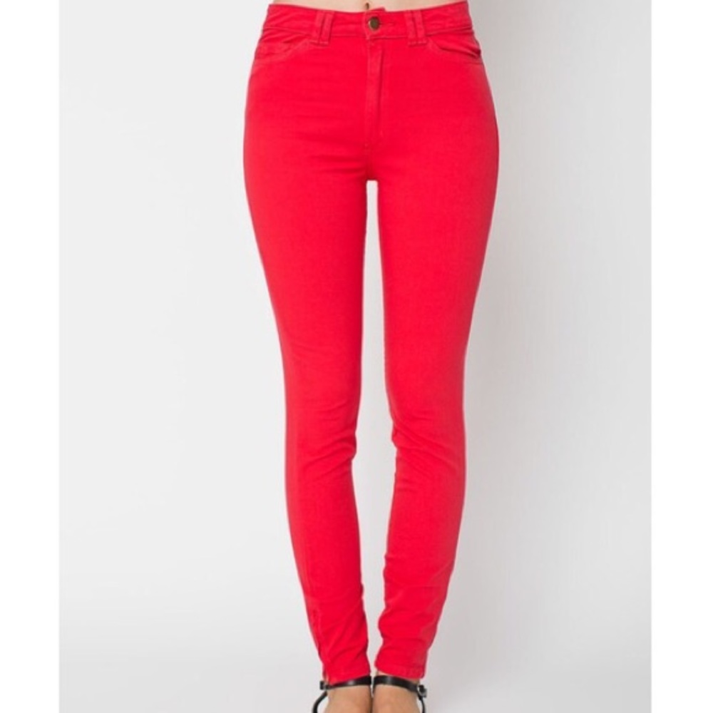 American Apparel High Waisted Zipper Jeans